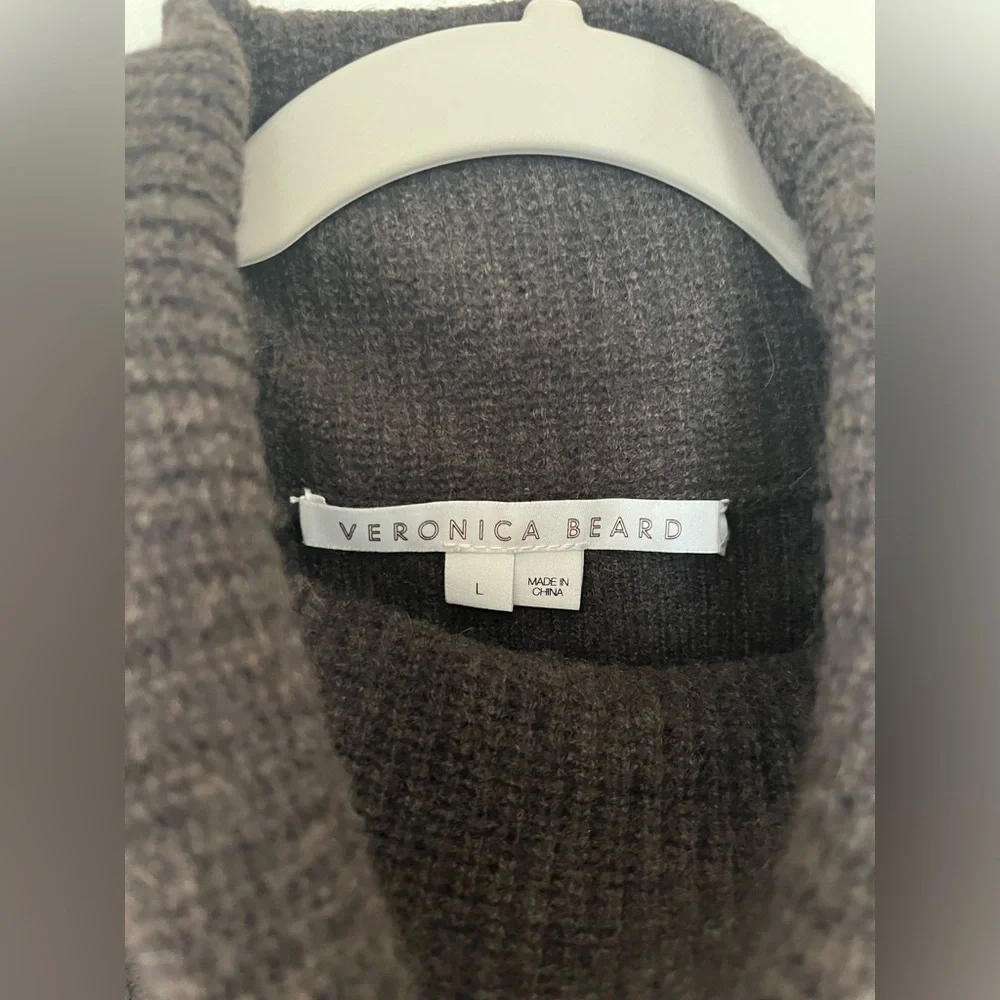 Veronica Beard Brown Asa Cashmere Turtleneck Sweater size Large - Picture 3 of 5